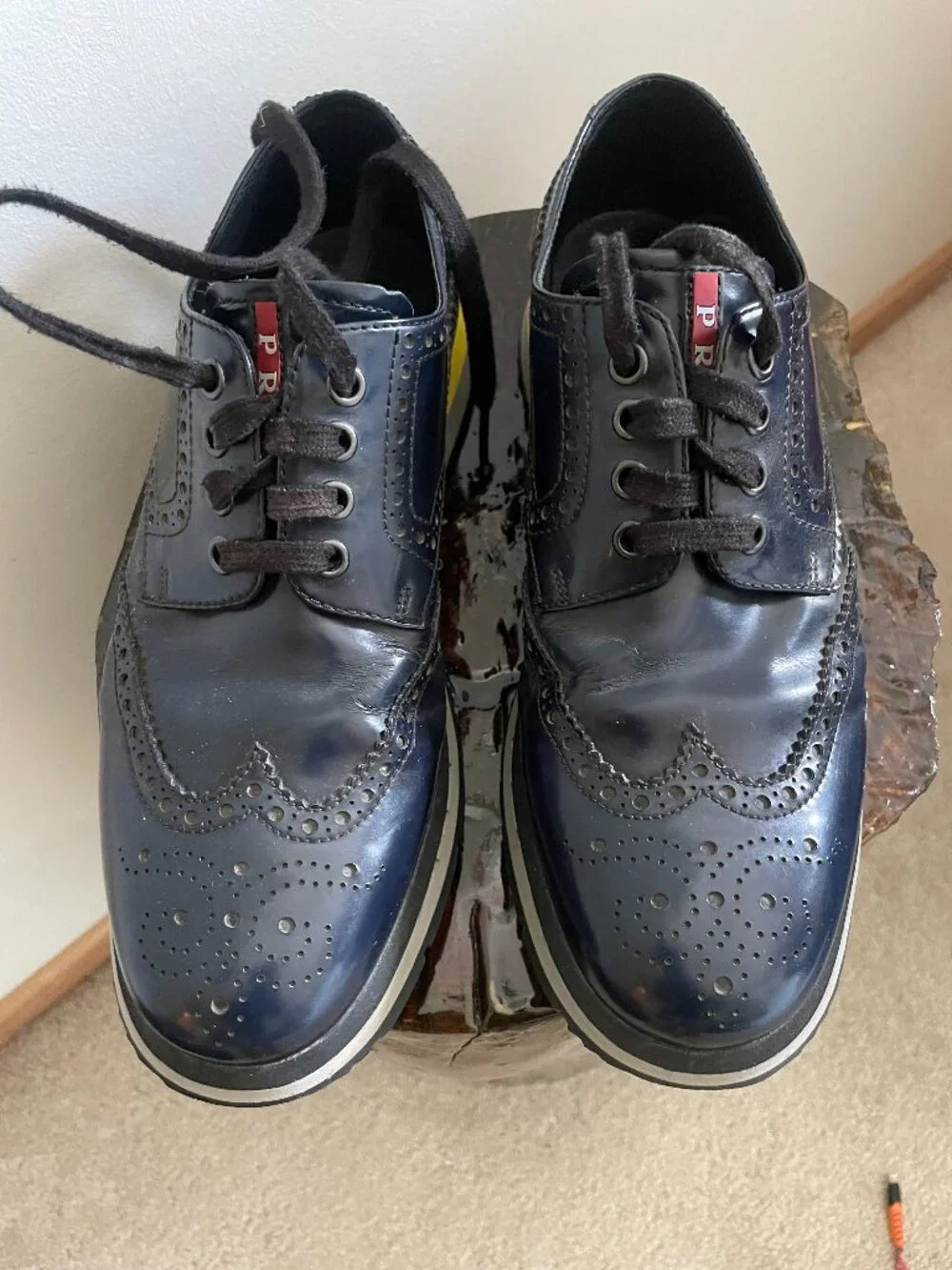 Men's Navy Blue Prada Derby Shoes
